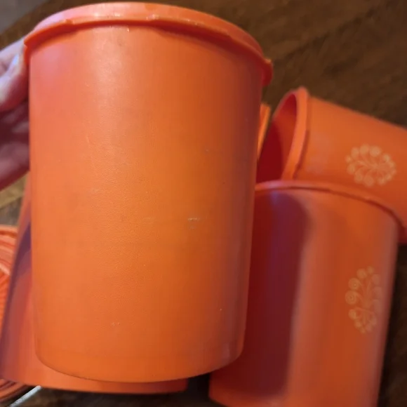 Vintage 1970s "Servalier Nesting Canisters" In Harvest Orange 5 In Set - Picture 15 of 16